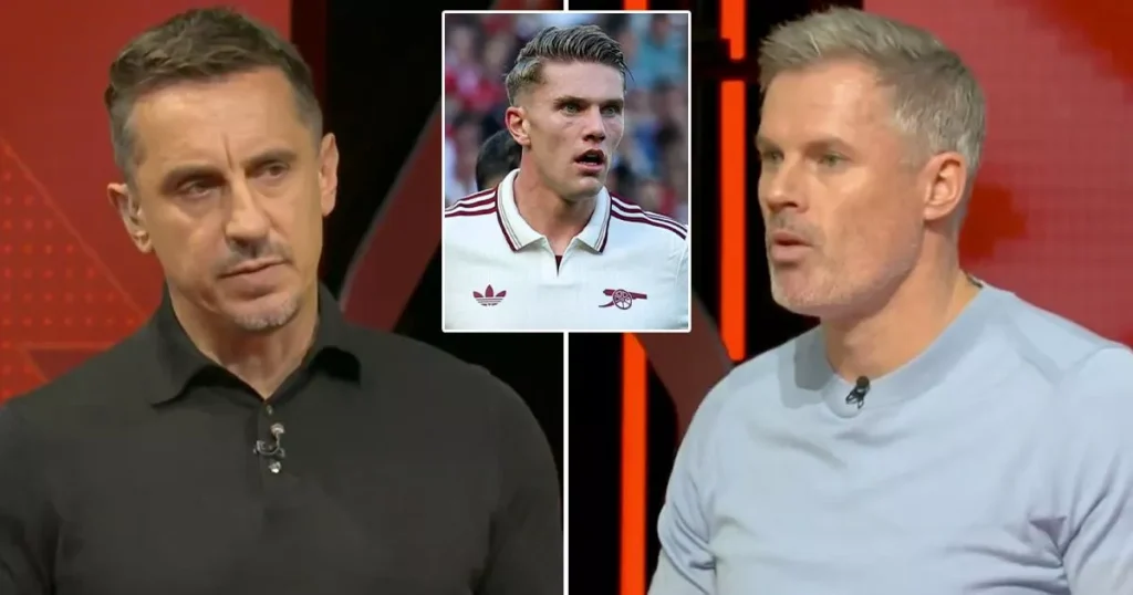Gary Neville and Jamie Carragher collide via Arsenal striker Viktor Gyoker