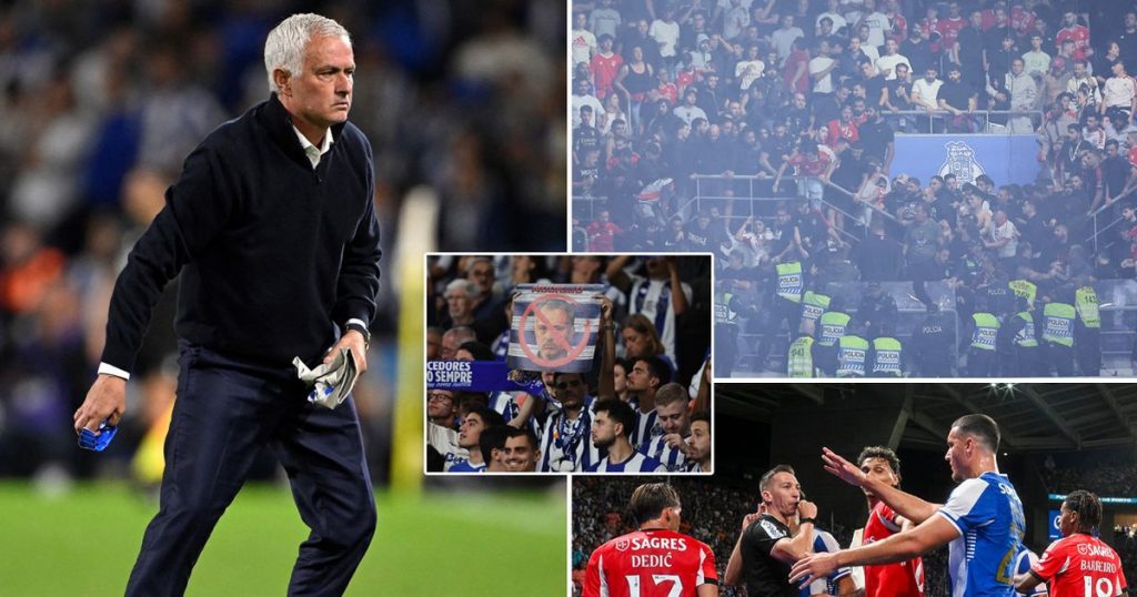 Jose Mourinho’s return to the ex club becomes sour as objects are thrown and fans fight
