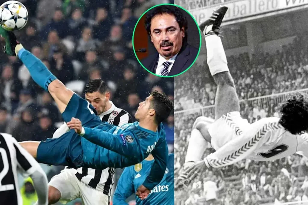 While everyone is talking about Cristiano Ronaldo, Hugo Sanchez is showing off his bicycle kick. inevitable comparison