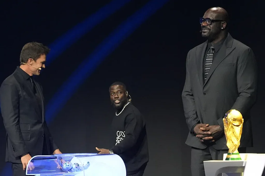Tom Brady and Shaquille O’Neal steal the spotlight while unpleasantly stopping Kevin Hart during World Cup draw