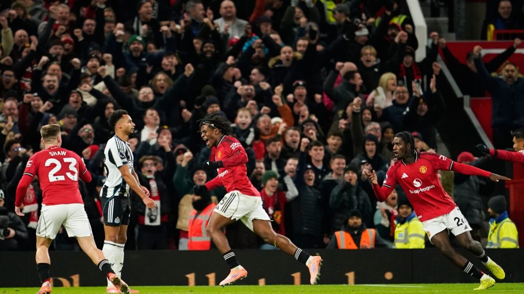 Patrick Dorg’s first goal for Manchester United leads to cheers as they win 1-0 against Newcastle