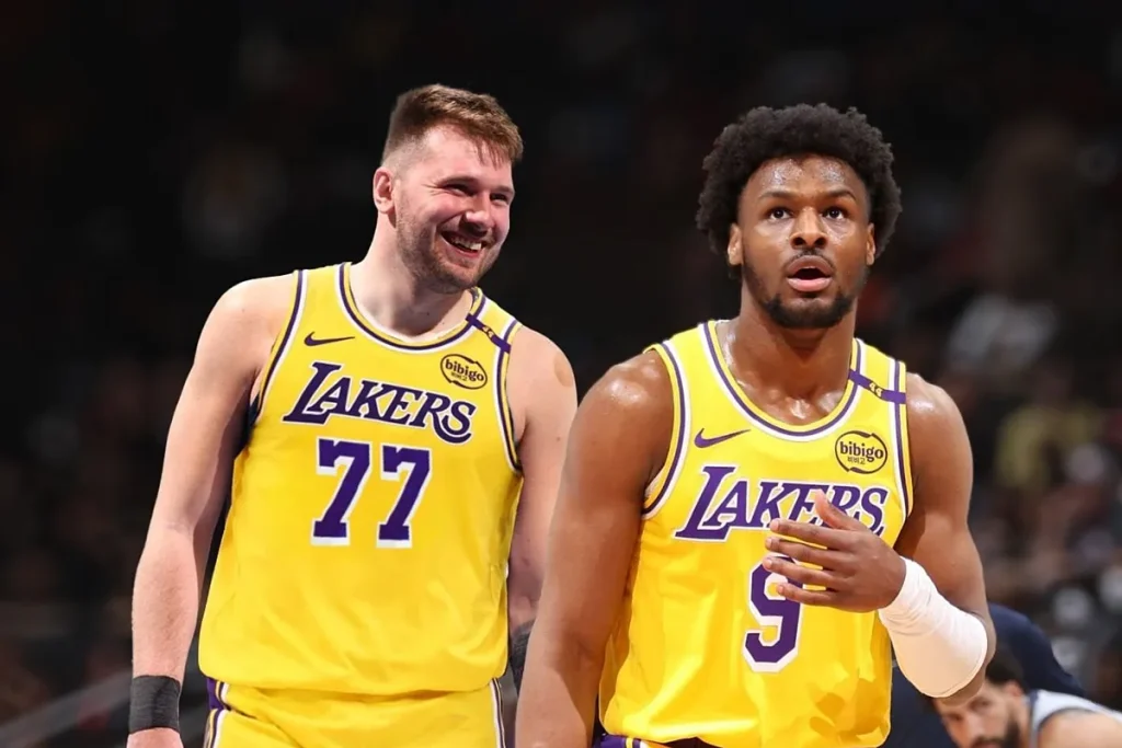 Luka Doncic-inspired Bronny James shows off his soccer ‘skills’ during Lakers warm-ups