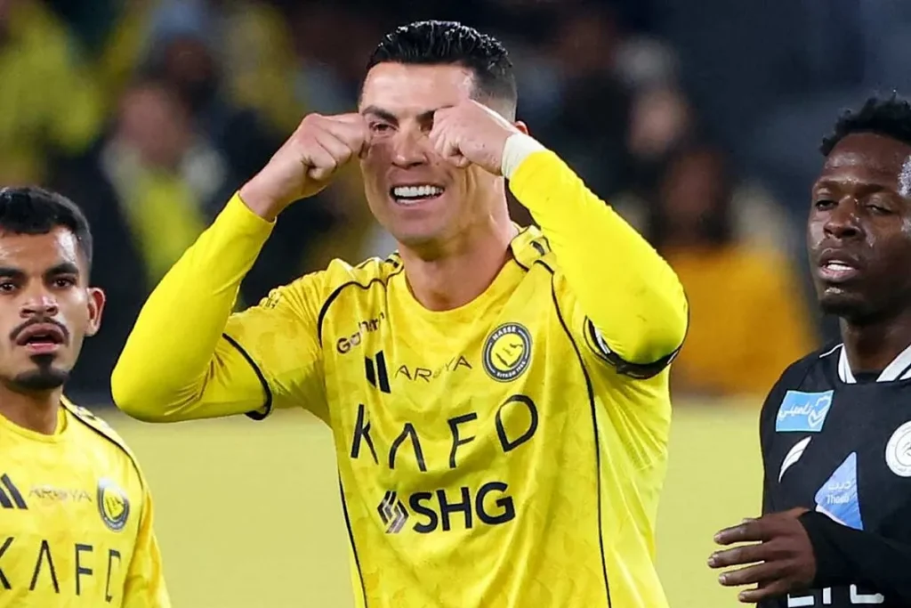 Cristiano Ronaldo’s ugly gesture towards opposing goalkeeper could have earned him a red card