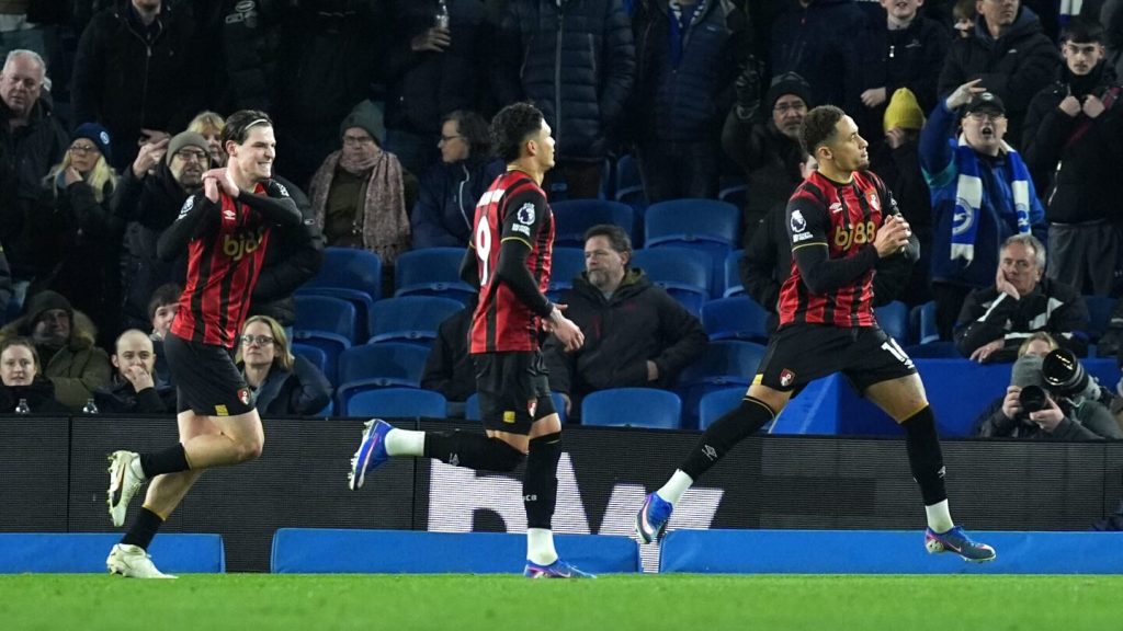Kostoulas’ late overhead kick saves Brighton a point in the 1-1 draw with Bournemouth