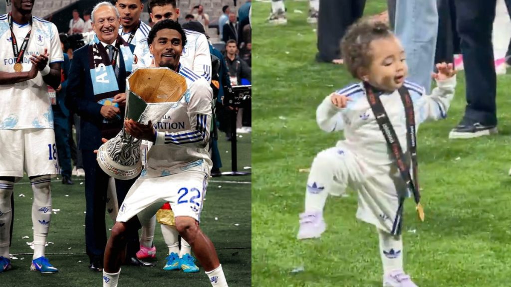 Ian Maassen’s daughter melts hearts by dancing on the pitch after Aston Villa’s Europa League win