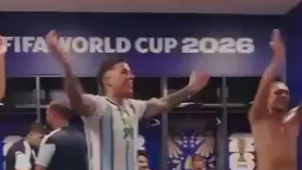 Argentina players sing about the Falklands ahead of their World Cup match against England